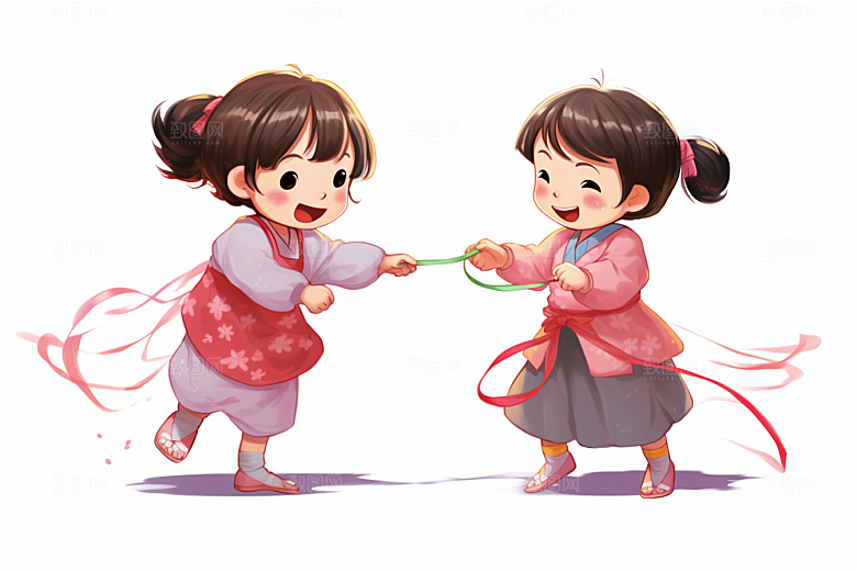 儿童跳绳形象运动插画
