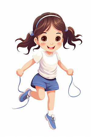 儿童跳绳锻炼运动插画
