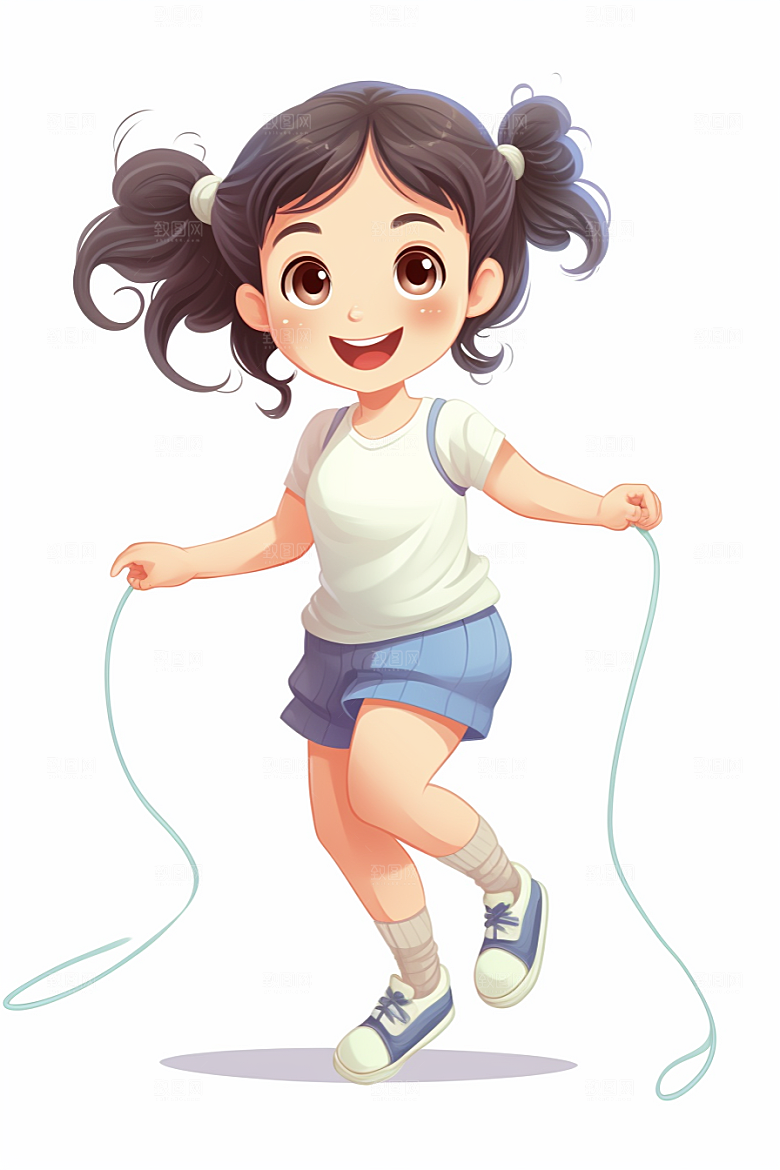 儿童跳绳运动锻炼插画