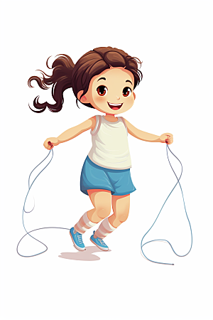 儿童跳绳健身形象插画