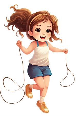 儿童跳绳健身人物插画