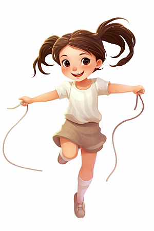 儿童跳绳运动健身插画