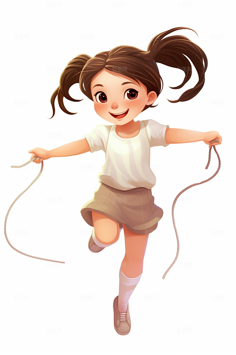 儿童跳绳运动健身插画