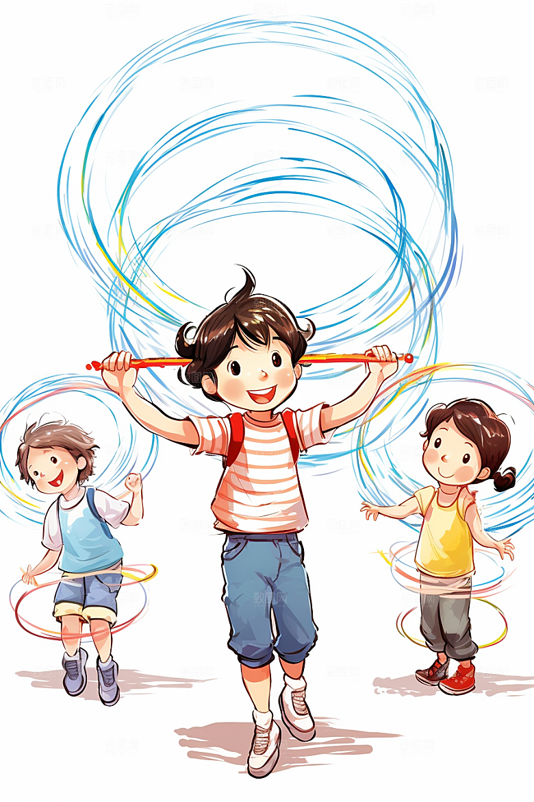 儿童跳绳青春健身插画