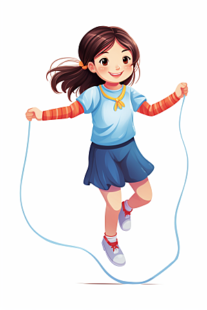儿童跳绳形象锻炼插画