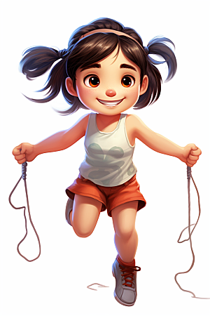 儿童跳绳活力健康插画