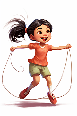 儿童跳绳体育健康插画