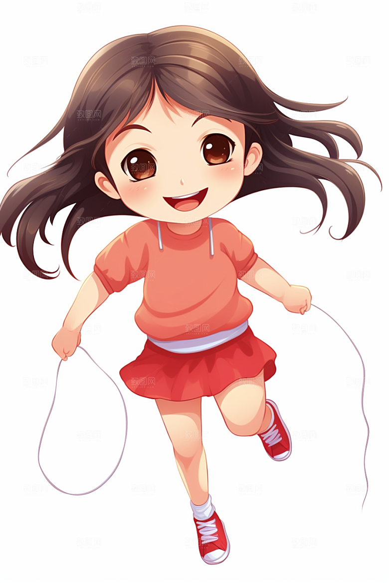 儿童跳绳健身活力插画