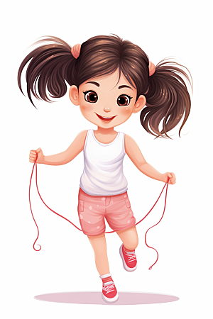儿童跳绳健康活力插画