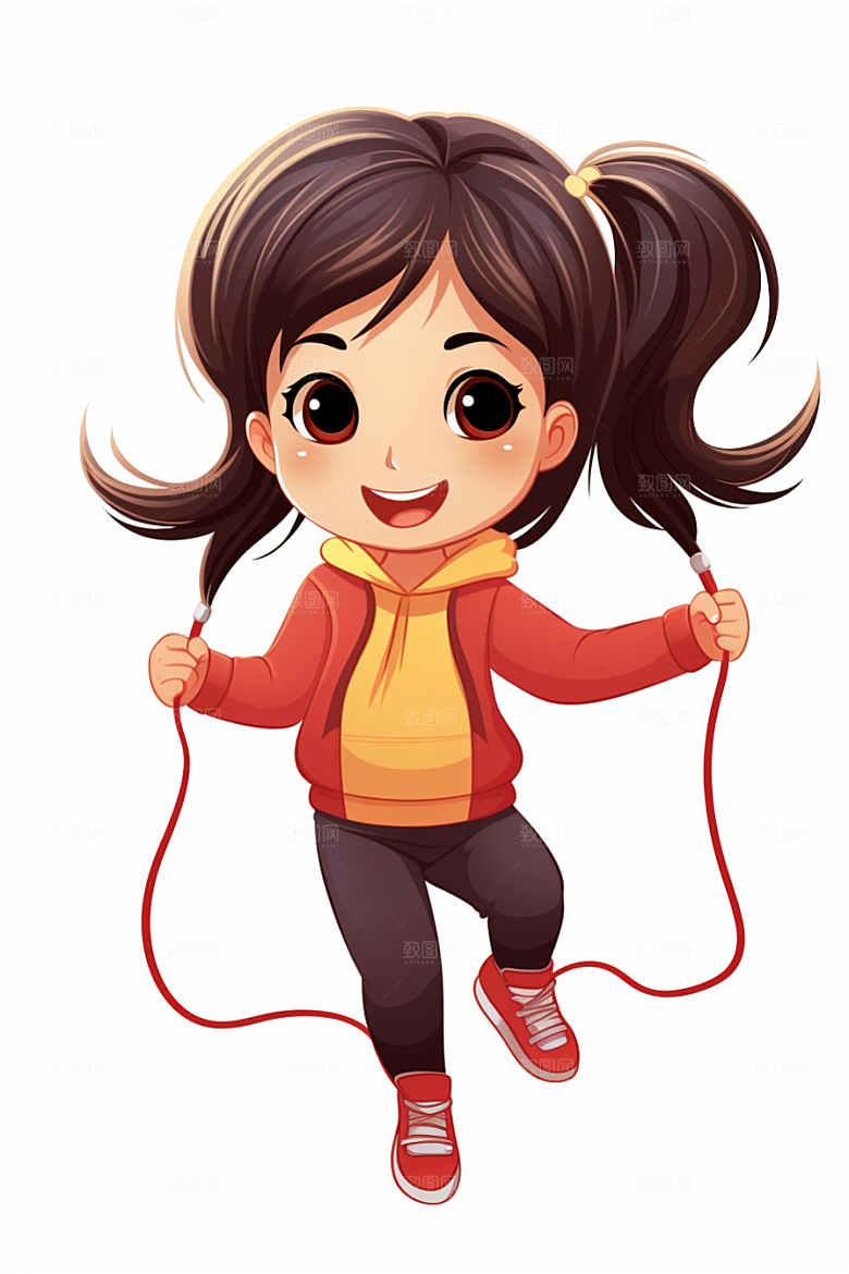 儿童跳绳活力锻炼插画