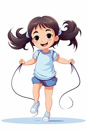 儿童跳绳形象健身插画