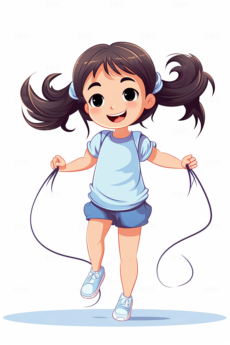 儿童跳绳形象健身插画