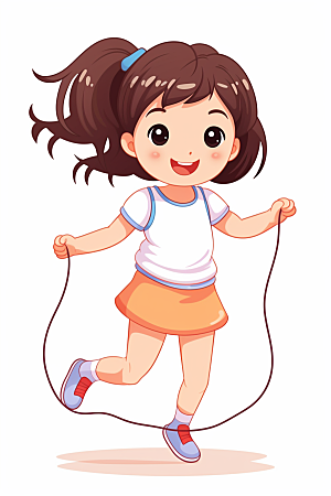 儿童跳绳活力健身插画