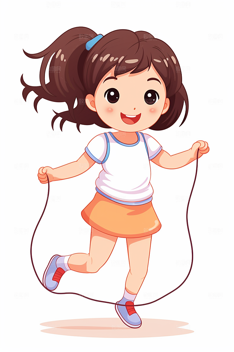 儿童跳绳活力健身插画