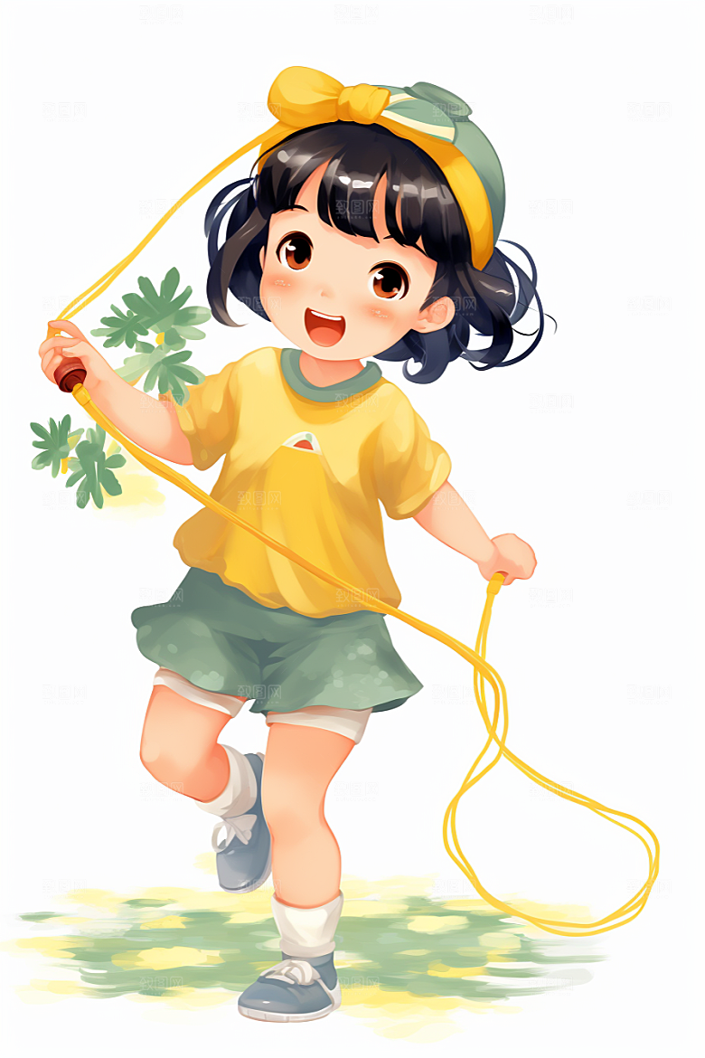 儿童跳绳锻炼健康插画