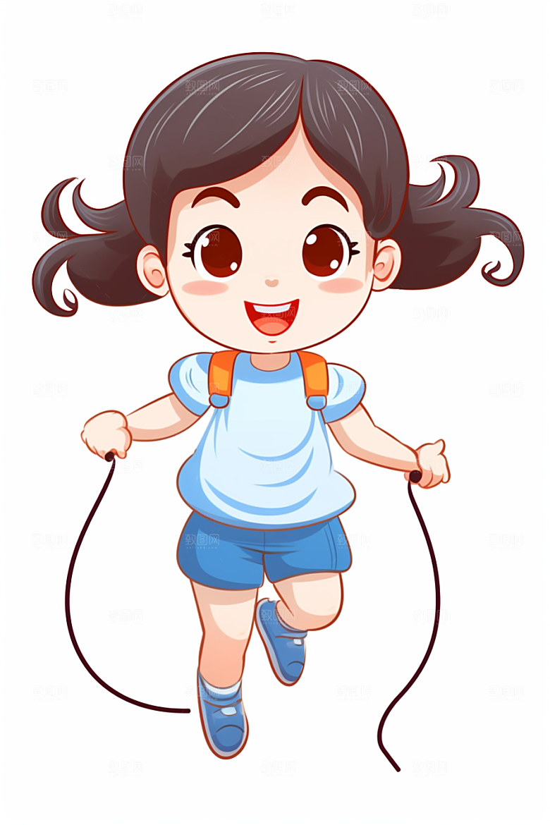 儿童跳绳青春锻炼插画
