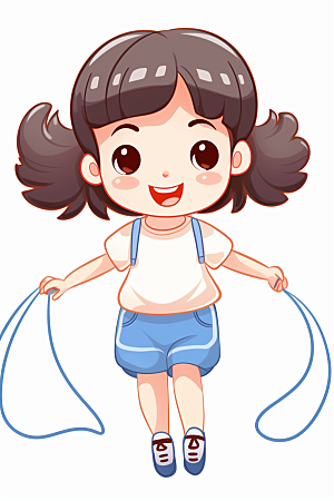 儿童跳绳锻炼体育插画