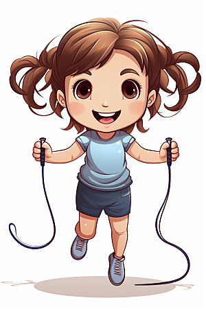 儿童跳绳健康人物插画