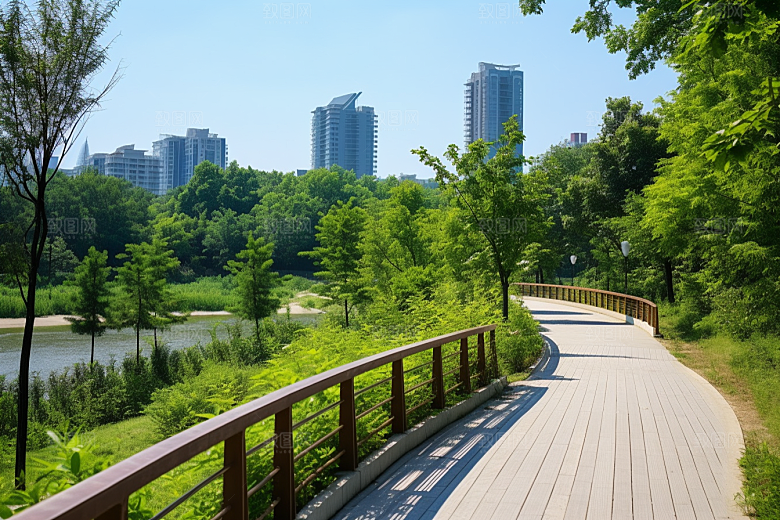 健身步道城市建设市政设施摄影图