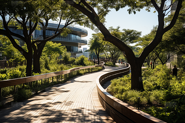 健身步道城市建设市民活动场所摄影图