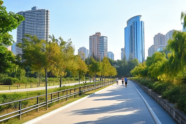 健身步道跑道市政设施摄影图
