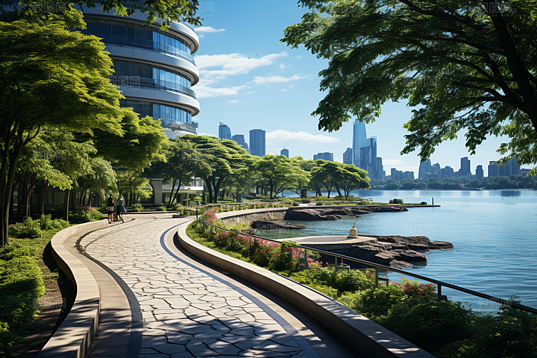 健身步道跑道市民活动场所摄影图