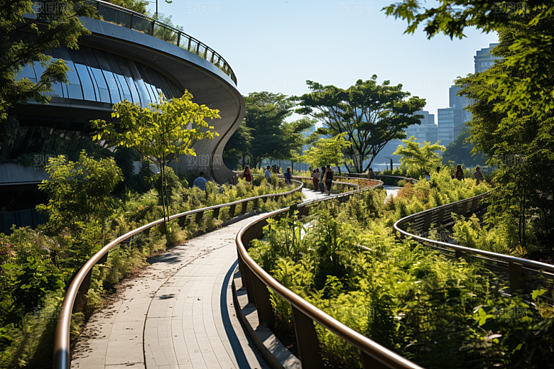 健身步道城市建设运动摄影图