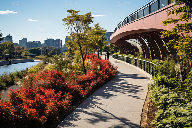 健身步道市民活动场所城市建设摄影图