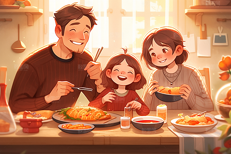 年夜饭高清大年三十插画