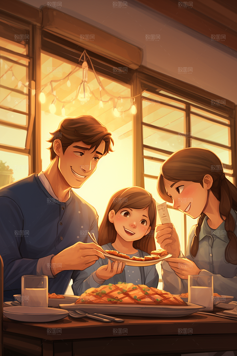 年夜饭高清春节插画