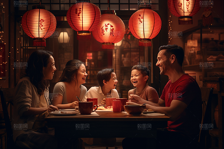 年夜饭大年三十亲情摄影图