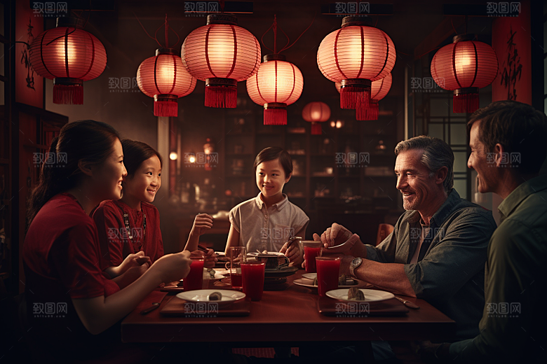 年夜饭春节喜庆摄影图