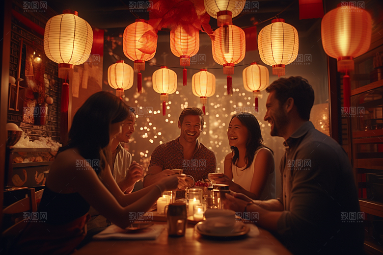年夜饭新年开心摄影图