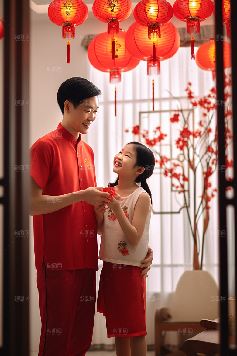 年夜饭阖家幸福开心摄影图
