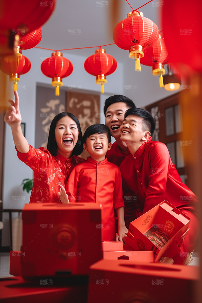 年夜饭开心新年摄影图