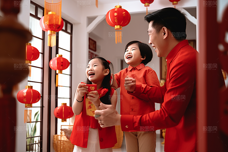 年夜饭阖家幸福开心摄影图