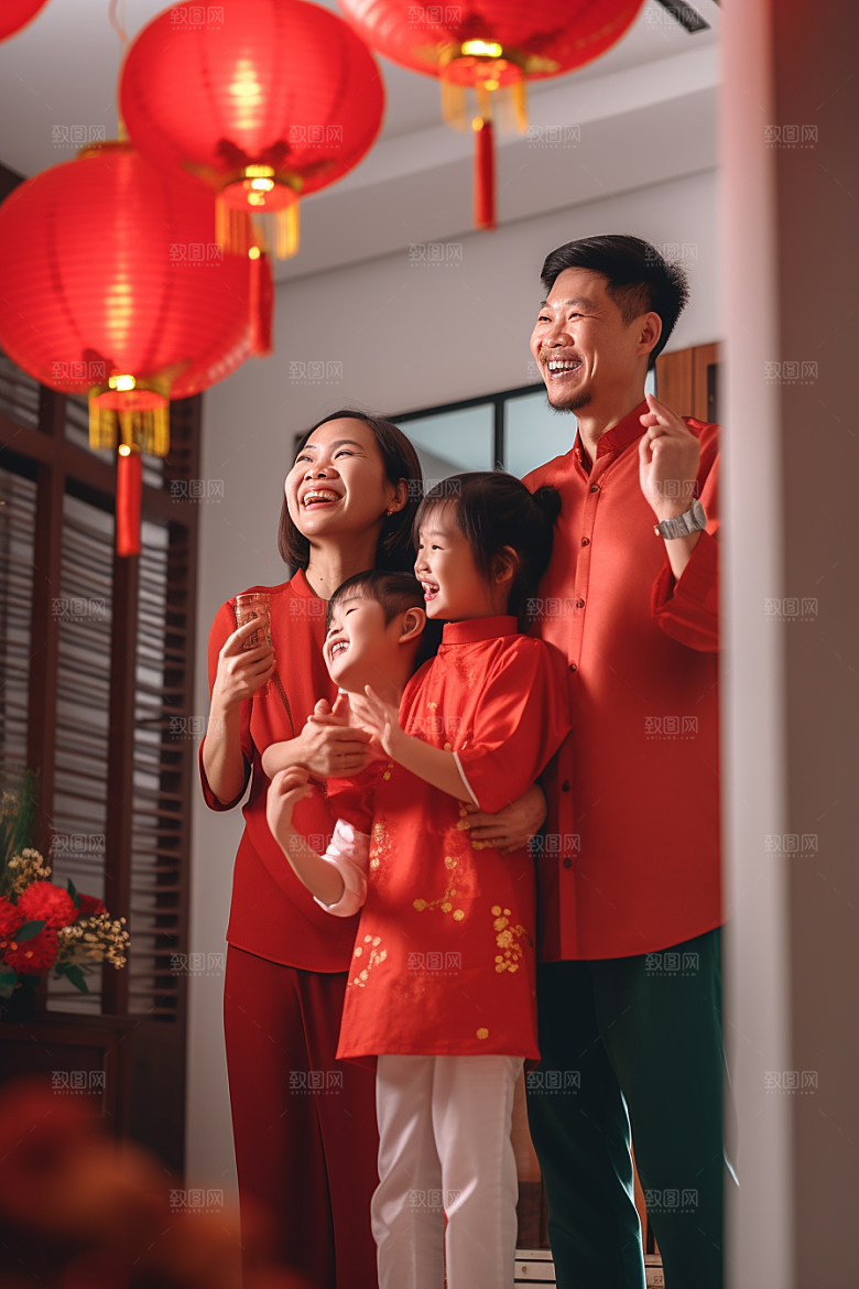 年夜饭团圆饭阖家幸福摄影图