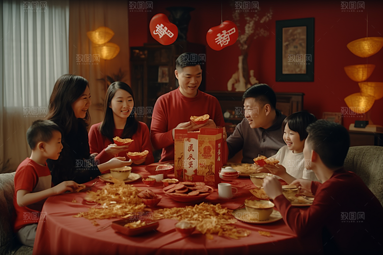 年夜饭高清开心摄影图