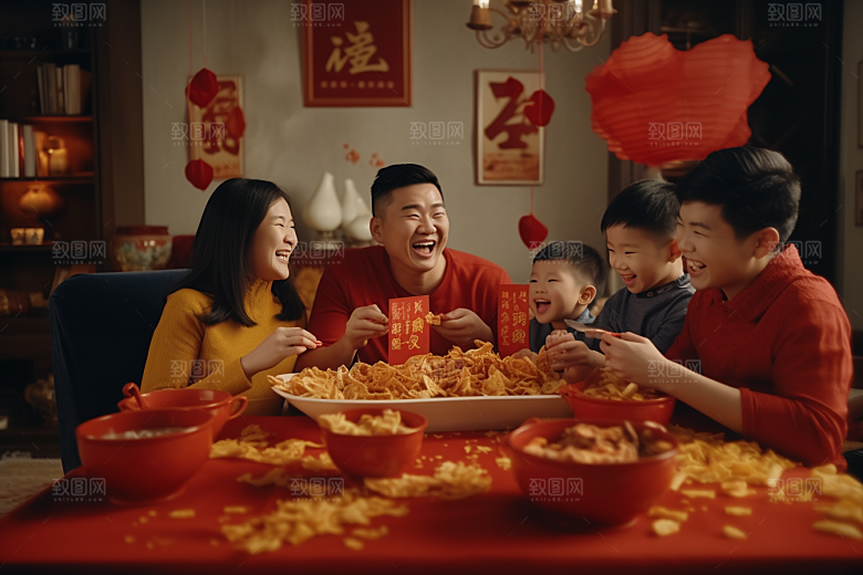 年夜饭春节亲情摄影图