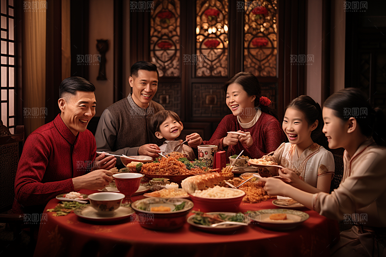 年夜饭新年喜庆摄影图