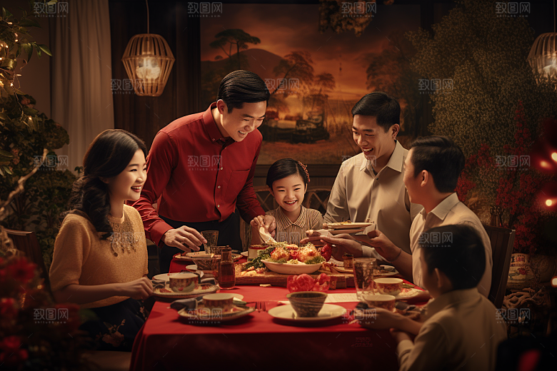 年夜饭喜庆快乐摄影图
