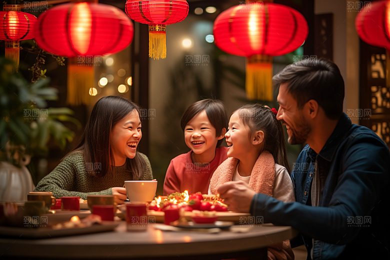 年夜饭喜庆快乐摄影图