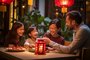 年夜饭阖家幸福新年摄影图