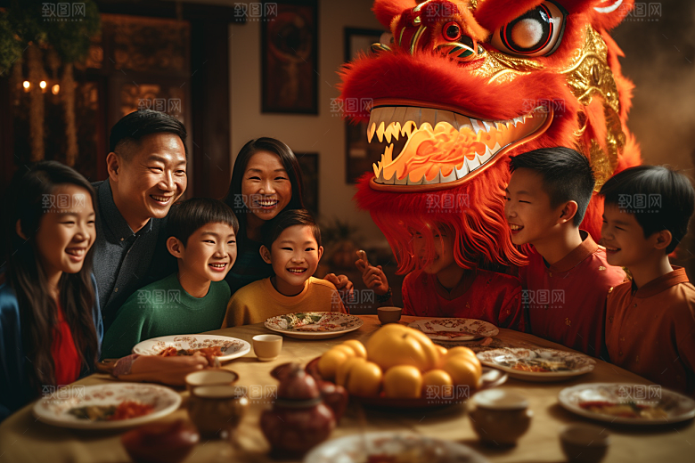 年夜饭快乐亲情摄影图