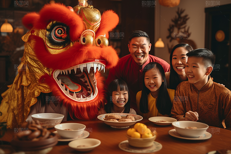 年夜饭春节亲情摄影图