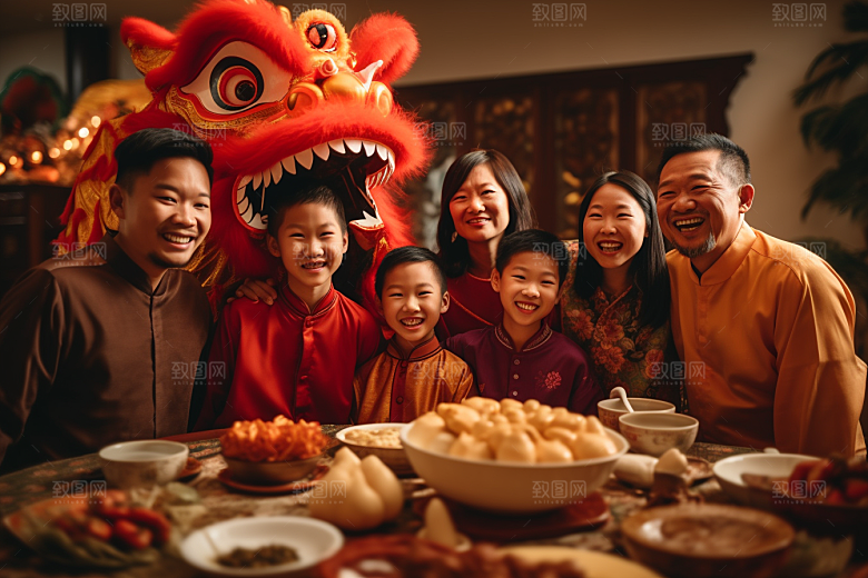 年夜饭新年团圆饭摄影图