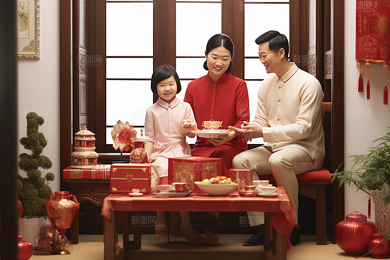 年夜饭新年阖家幸福摄影图