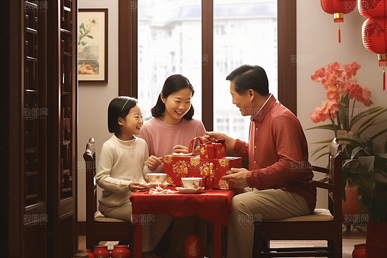 年夜饭喜庆阖家幸福摄影图