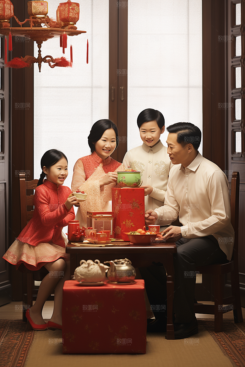 年夜饭温馨亲情摄影图