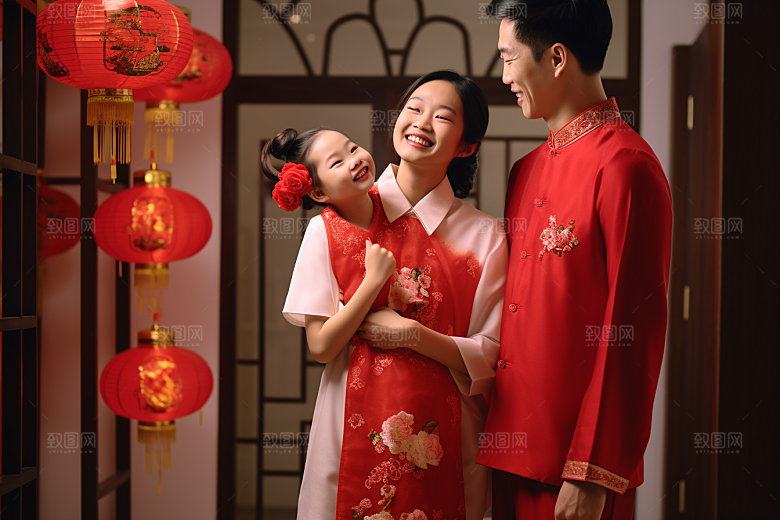 年夜饭喜庆温馨摄影图